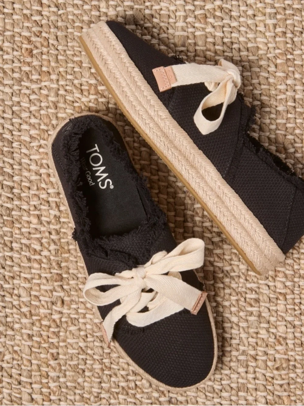 Tom’s Black and Tan Carolina Lace-Up Espadrille